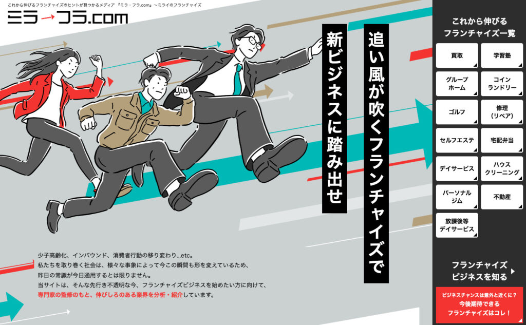 「【専門家監修】これから伸びるフランチャイズ13業種を徹底分析！～ミラ・フラ.com」（制作・運営／全研本社株式会社）